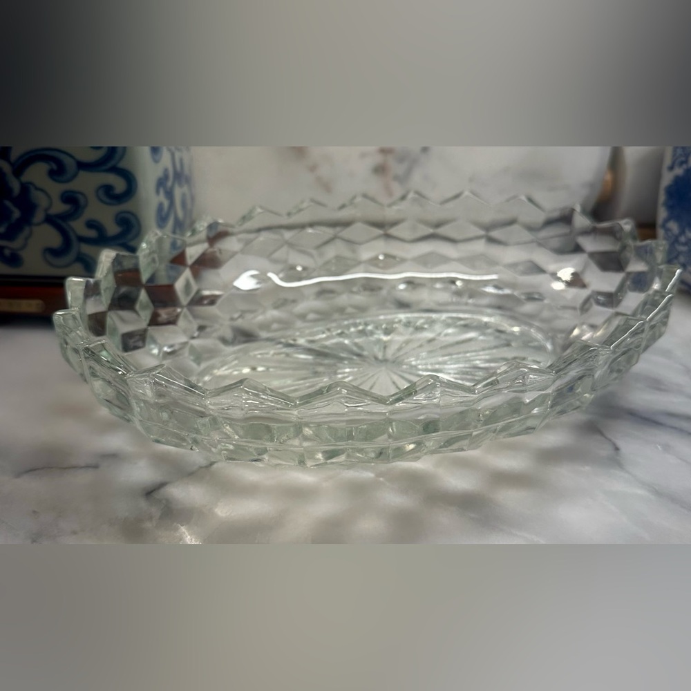 🆕 Oval Crystal Bowl Scollop Edge by American Whitehall Made In 🇺🇸 Candy Dish
